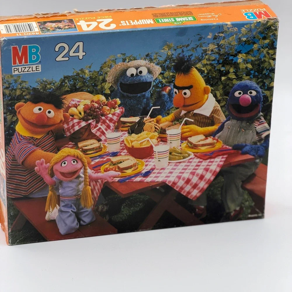 Vintage Milton Bradley Sesame Street Muppets 24 Piece Puzzles Lot of 2 1980s